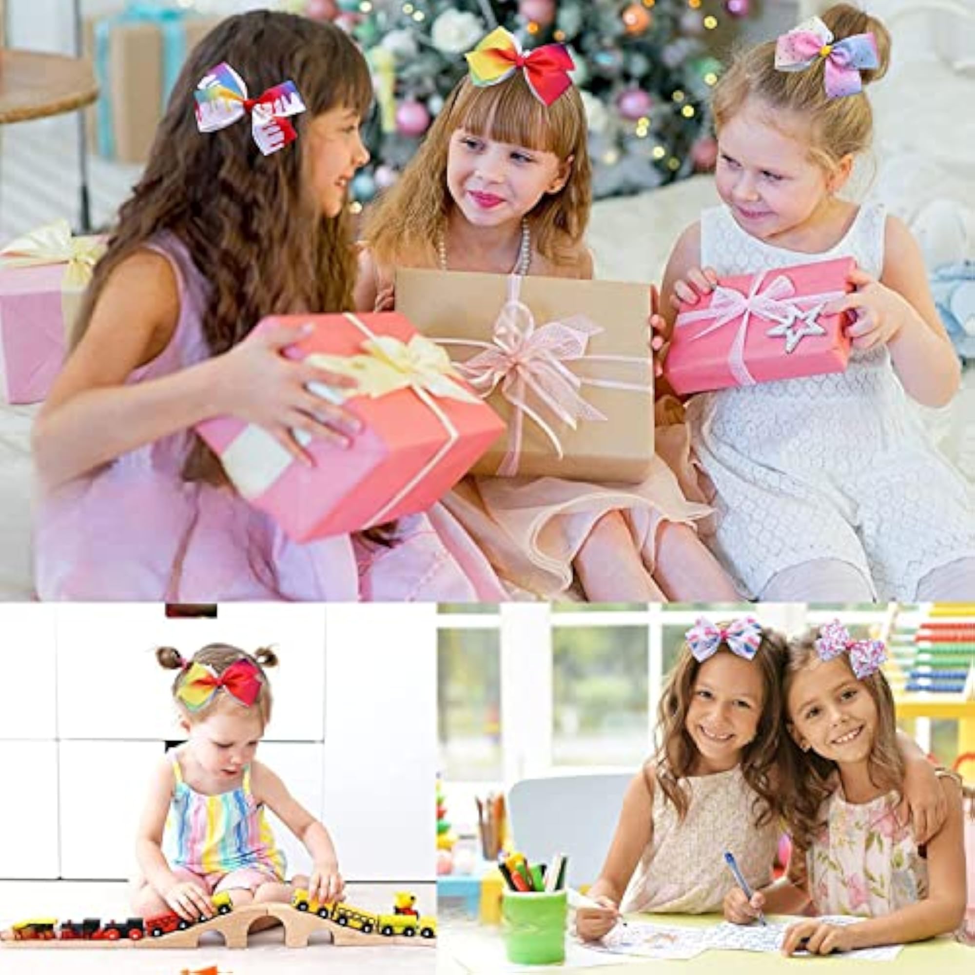 Multicolor Cute Floral Bow Hair Clips for Girls